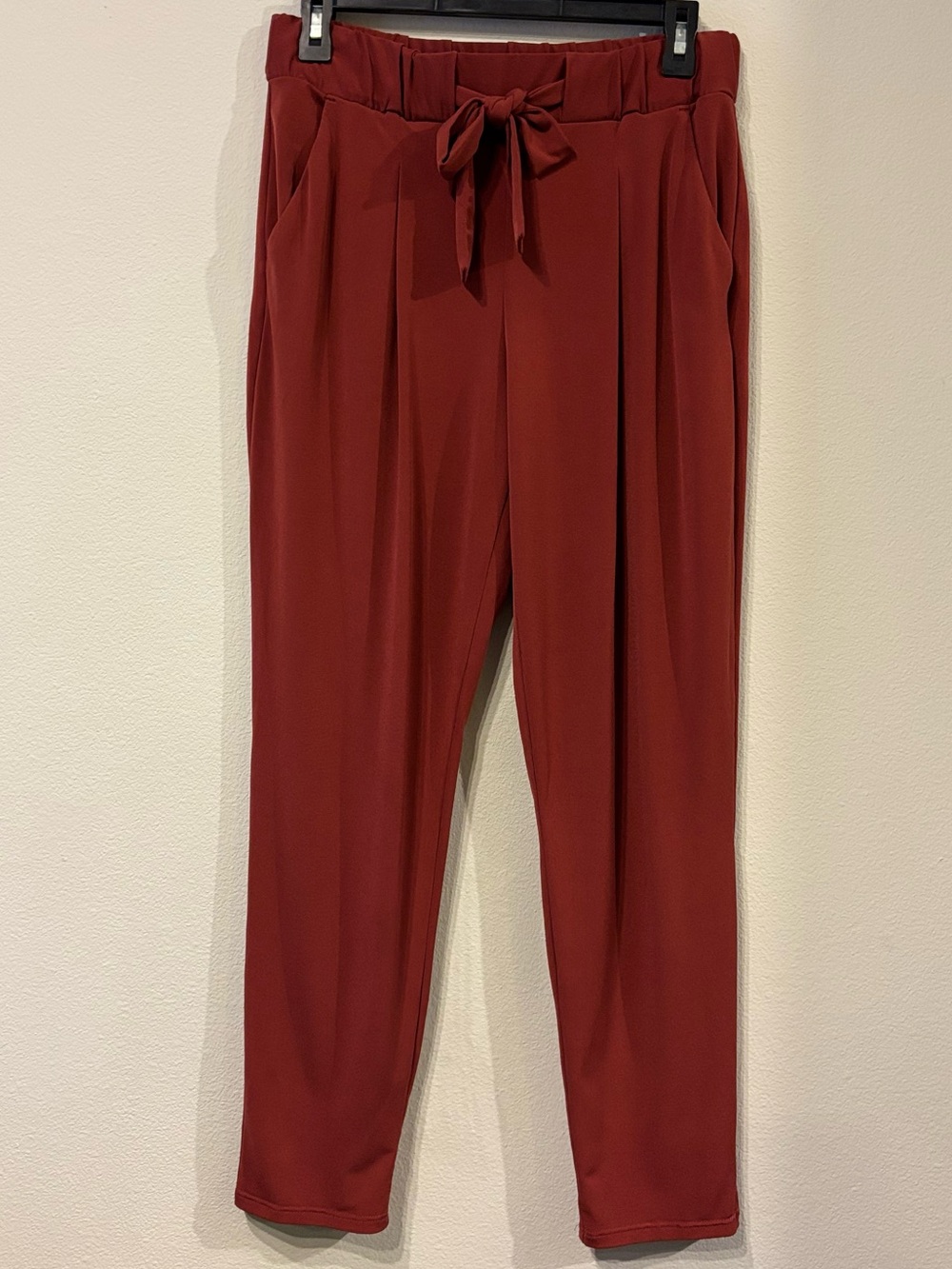Express Paperbag Waist Tie Front Tapered Ankle Pants Rust Size S